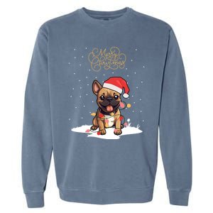 Santa Xmas Frenchie Merry Christmas French Bulldog Puppy Funny Gift Garment-Dyed Sweatshirt