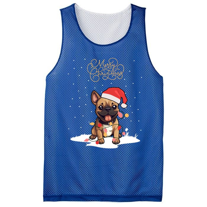 Santa Xmas Frenchie Merry Christmas French Bulldog Puppy Funny Gift Mesh Reversible Basketball Jersey Tank