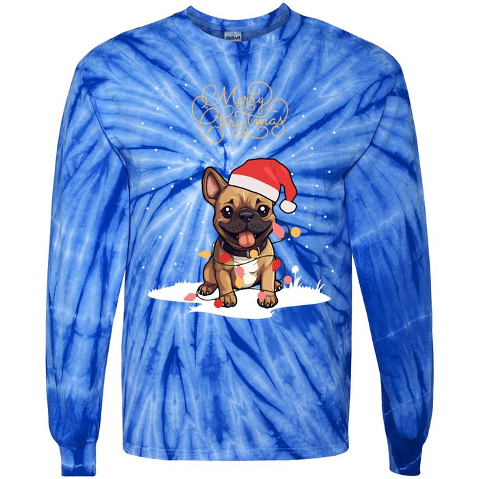 Santa Xmas Frenchie Merry Christmas French Bulldog Puppy Funny Gift Tie-Dye Long Sleeve Shirt