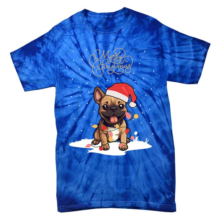 Santa Xmas Frenchie Merry Christmas French Bulldog Puppy Funny Gift Tie-Dye T-Shirt