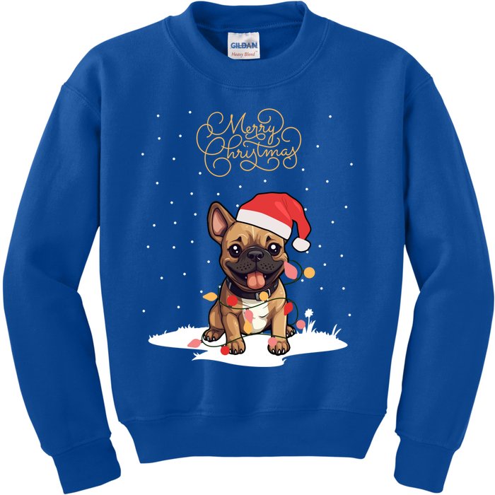 Santa Xmas Frenchie Merry Christmas French Bulldog Puppy Funny Gift Kids Sweatshirt