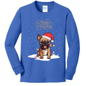 Santa Xmas Frenchie Merry Christmas French Bulldog Puppy Funny Gift Kids Long Sleeve Shirt