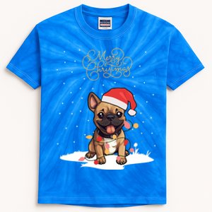 Santa Xmas Frenchie Merry Christmas French Bulldog Puppy Funny Gift Kids Tie-Dye T-Shirt