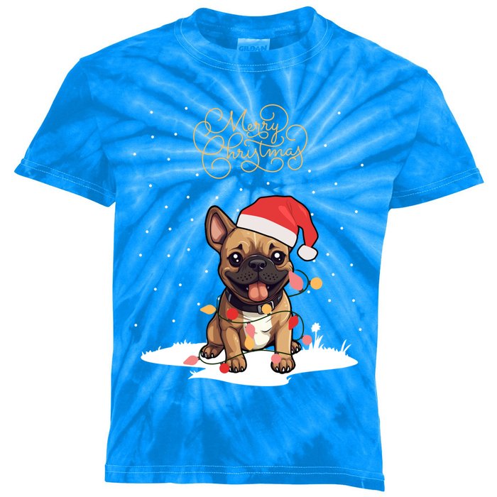 Santa Xmas Frenchie Merry Christmas French Bulldog Puppy Funny Gift Kids Tie-Dye T-Shirt