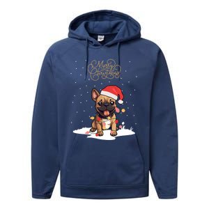 Santa Xmas Frenchie Merry Christmas French Bulldog Puppy Funny Gift Performance Fleece Hoodie