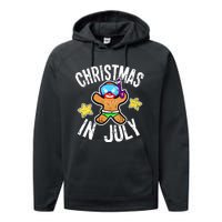 Summer Xmas Gingerbread Man Snorkel for Christmas in July Performance Fleece Hoodie