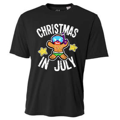 Summer Xmas Gingerbread Man Snorkel for Christmas in July Cooling Performance Crew T-Shirt