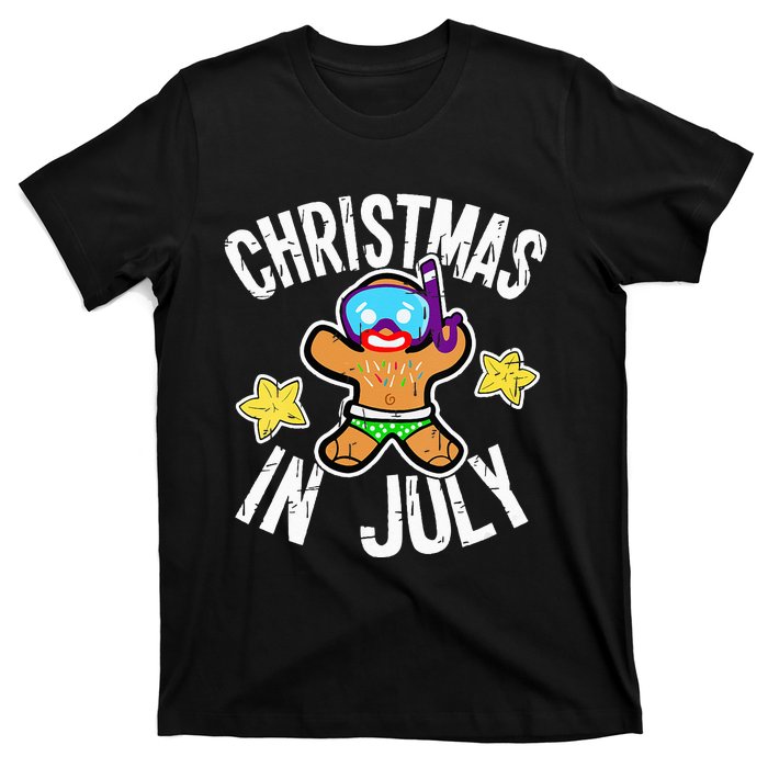 Summer Xmas Gingerbread Man Snorkel for Christmas in July T-Shirt