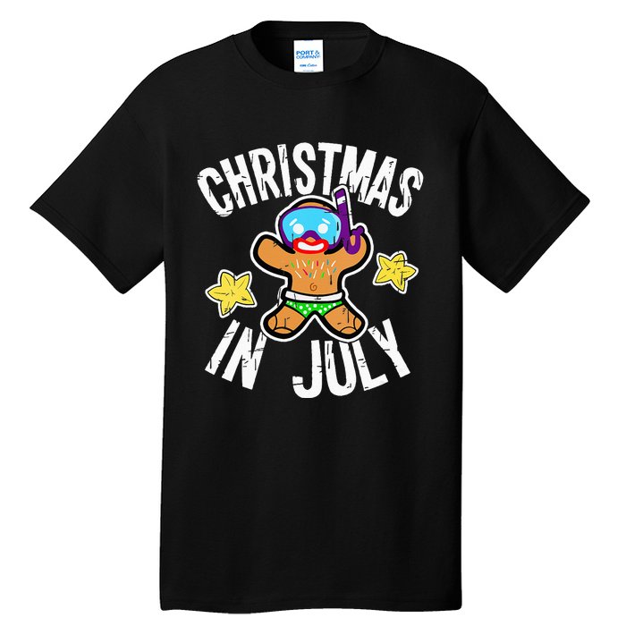 Summer Xmas Gingerbread Man Snorkel for Christmas in July Tall T-Shirt