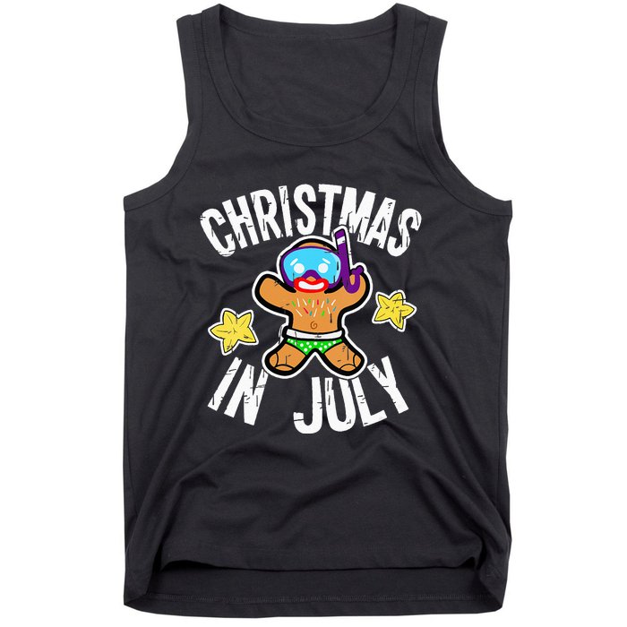 Summer Xmas Gingerbread Man Snorkel for Christmas in July Tank Top