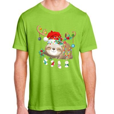 Sloths Xmas Gift Lighting Reindeer Santa Hat Sloth Christmas Meaningful Gift Adult ChromaSoft Performance T-Shirt