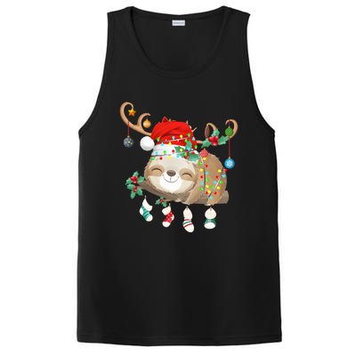 Sloths Xmas Gift Lighting Reindeer Santa Hat Sloth Christmas Meaningful Gift PosiCharge Competitor Tank