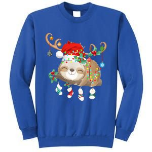 Sloths Xmas Gift Lighting Reindeer Santa Hat Sloth Christmas Meaningful Gift Sweatshirt