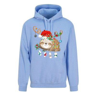 Sloths Xmas Gift Lighting Reindeer Santa Hat Sloth Christmas Meaningful Gift Unisex Surf Hoodie