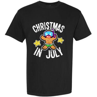 Summer Xmas Gingerbread Man Snorkel for Christmas in July Garment-Dyed Heavyweight T-Shirt