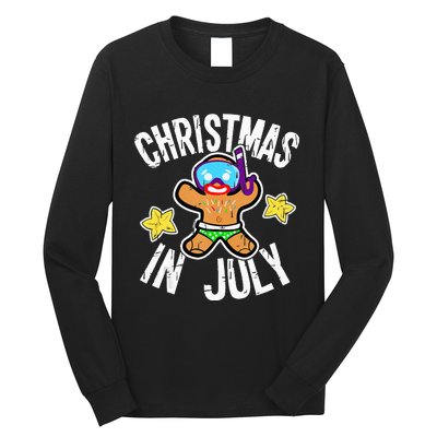 Summer Xmas Gingerbread Man Snorkel for Christmas in July Long Sleeve Shirt