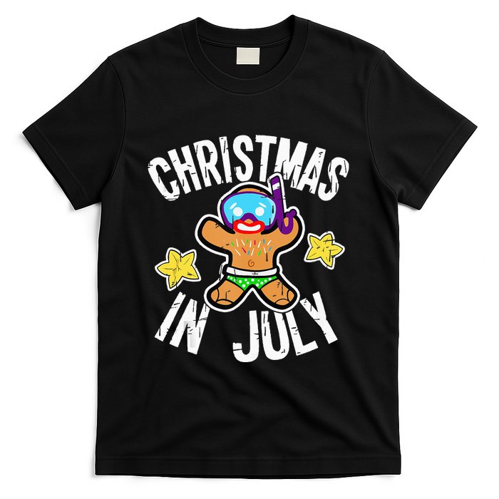 Summer Xmas Gingerbread Man Snorkel for Christmas in July T-Shirt