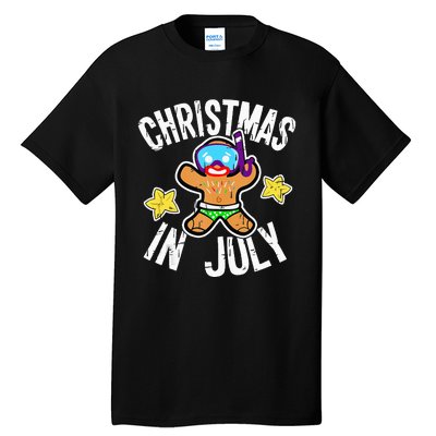 Summer Xmas Gingerbread Man Snorkel for Christmas in July Tall T-Shirt