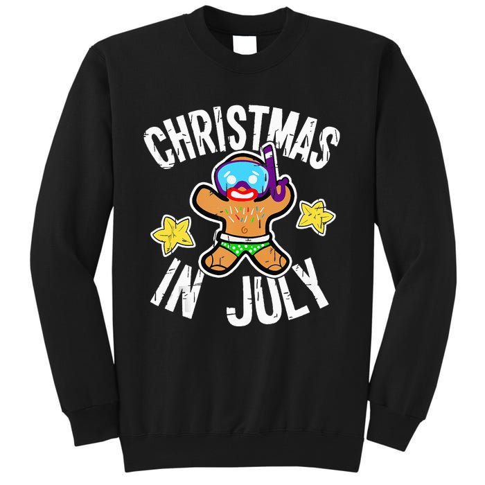 Summer Xmas Gingerbread Man Snorkel for Christmas in July Tall Sweatshirt