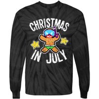 Summer Xmas Gingerbread Man Snorkel for Christmas in July Tie-Dye Long Sleeve Shirt