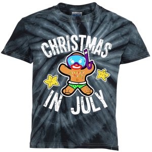 Summer Xmas Gingerbread Man Snorkel for Christmas in July Kids Tie-Dye T-Shirt