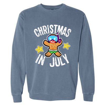 Summer Xmas Gingerbread Man Snorkel for Christmas in July Garment-Dyed Sweatshirt