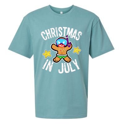 Summer Xmas Gingerbread Man Snorkel for Christmas in July Sueded Cloud Jersey T-Shirt