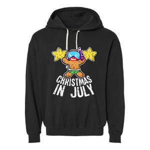 Summer Xmas July Snorkel Gingerbread Man Christmas in July Garment-Dyed Fleece Hoodie