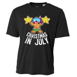 Summer Xmas July Snorkel Gingerbread Man Christmas in July Cooling Performance Crew T-Shirt