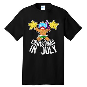 Summer Xmas July Snorkel Gingerbread Man Christmas in July Tall T-Shirt