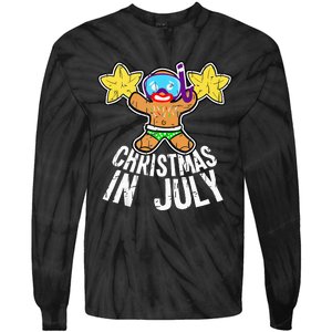 Summer Xmas July Snorkel Gingerbread Man Christmas in July Tie-Dye Long Sleeve Shirt