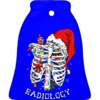 Skeleton Xmas Lights Santa Hat Christmas Radiology Rad Tech Ceramic Bell Ornament