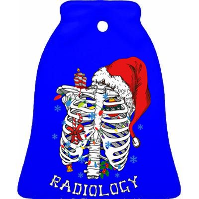 Skeleton Xmas Lights Santa Hat Christmas Radiology Rad Tech Ceramic Bell Ornament