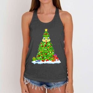 Snake Xmas Lighting Tree Funny Snake Christmas Women's Knotted Racerback Tank