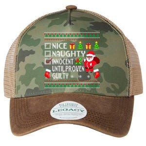 Santa Xmas List Nice Naughty Innocent Until Proven Guilty Cool Gift Legacy Tie Dye Trucker Hat