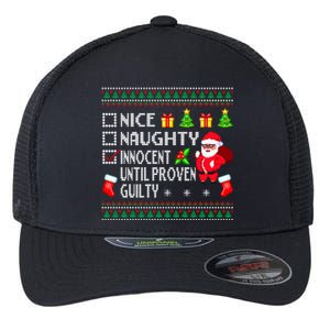 Santa Xmas List Nice Naughty Innocent Until Proven Guilty Cool Gift Flexfit Unipanel Trucker Cap