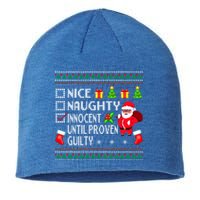 Santa Xmas List Nice Naughty Innocent Until Proven Guilty Cool Gift Sustainable Beanie