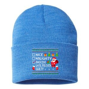 Santa Xmas List Nice Naughty Innocent Until Proven Guilty Cool Gift Sustainable Knit Beanie