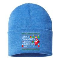 Santa Xmas List Nice Naughty Innocent Until Proven Guilty Cool Gift Sustainable Knit Beanie