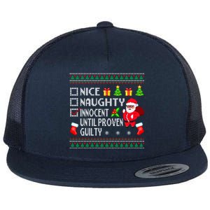 Santa Xmas List Nice Naughty Innocent Until Proven Guilty Cool Gift Flat Bill Trucker Hat