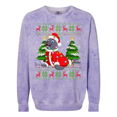 Seal Xmas Lighting Ugly Santa Seal Christmas Meaningful Gift Colorblast Crewneck Sweatshirt