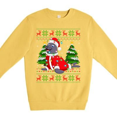 Seal Xmas Lighting Ugly Santa Seal Christmas Meaningful Gift Premium Crewneck Sweatshirt