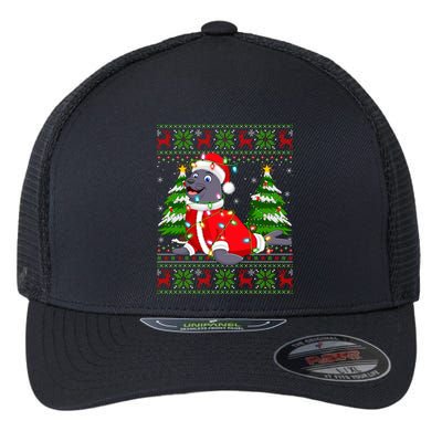 Seal Xmas Lighting Ugly Santa Seal Christmas Meaningful Gift Flexfit Unipanel Trucker Cap