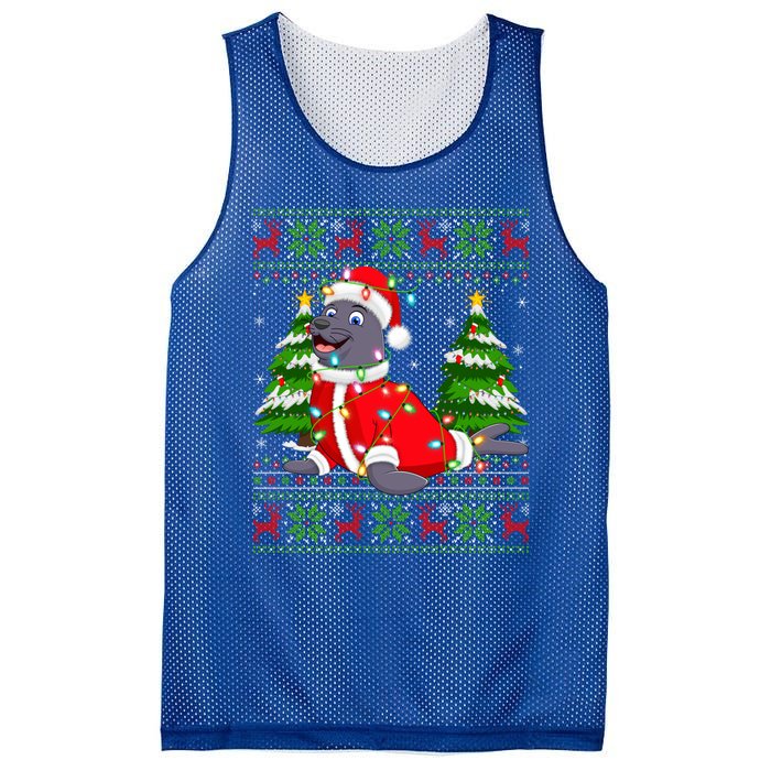 Seal Xmas Lighting Ugly Santa Seal Christmas Meaningful Gift Mesh Reversible Basketball Jersey Tank