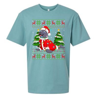 Seal Xmas Lighting Ugly Santa Seal Christmas Meaningful Gift Sueded Cloud Jersey T-Shirt