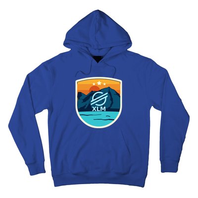 Stellar Xlm Mountain Badge Crypto Currency Sunrise Lake Gift Hoodie