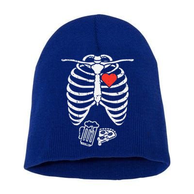 Skeleton XRay Pizza Beer Halloween Pregnancy Dad Short Acrylic Beanie