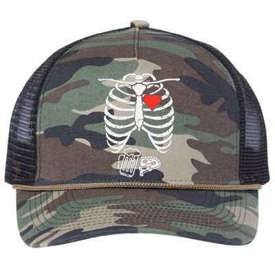 Skeleton XRay Pizza Beer Halloween Pregnancy Dad Retro Rope Trucker Hat Cap