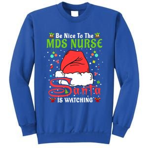 Santa Xmas Pajamas Be Nice To The Mds Nurse Christmas Gift Sweatshirt