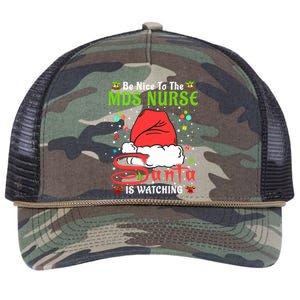 Santa Xmas Pajamas Be Nice To The Mds Nurse Christmas Gift Retro Rope Trucker Hat Cap